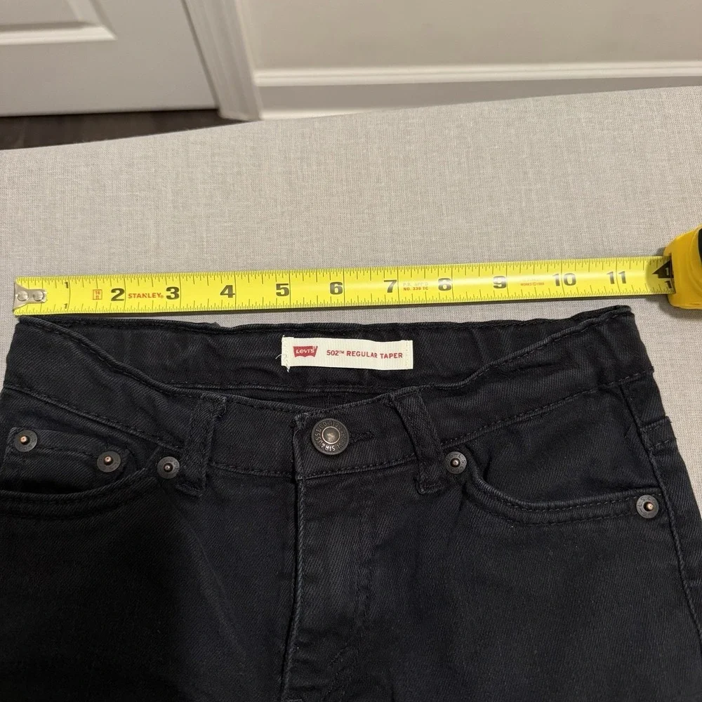 Levi's 502 Regular Taper Jeans Black Denim Stretch Kids Boys Size 6 Reg